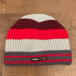 Swiss Tech Red and Gray Knit Hat Youth S-M